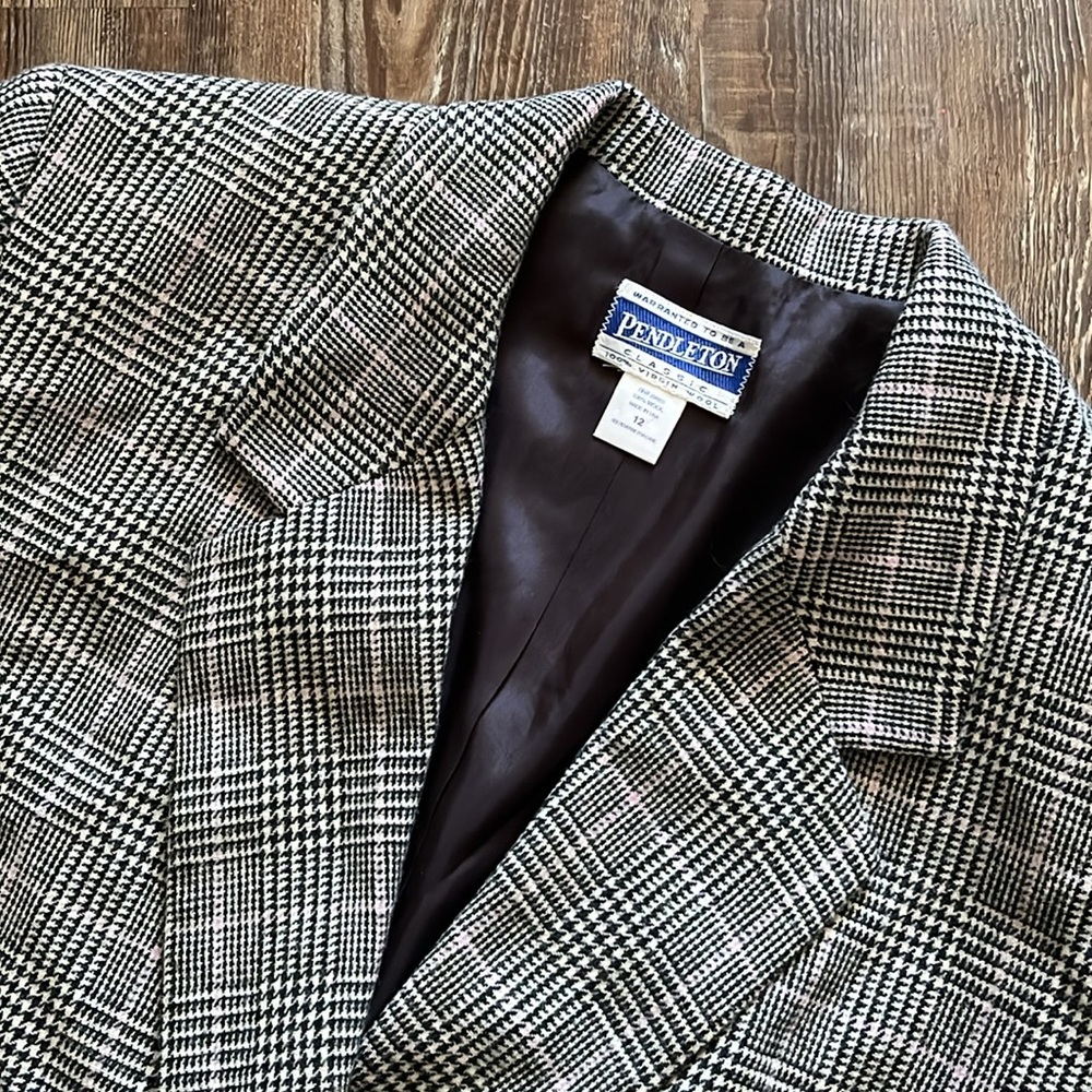 Pendleton 100% Virgin Wool Houndstooth Work Busin… - image 2